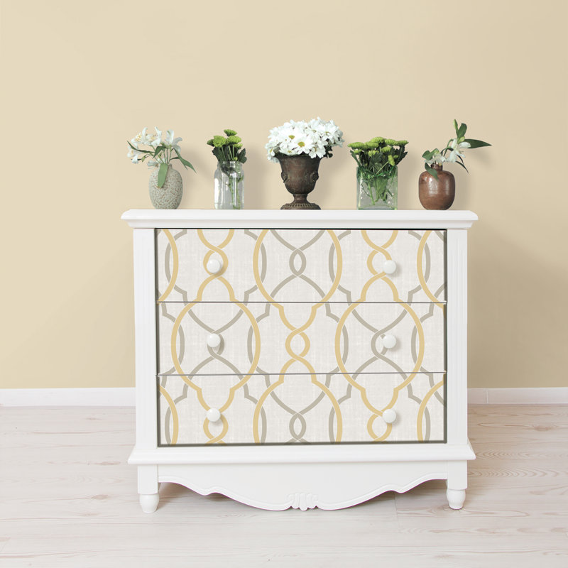 Nu 18' x 20.5" Sausalito Taupe / Yellow Peel and Stick Wallpaper